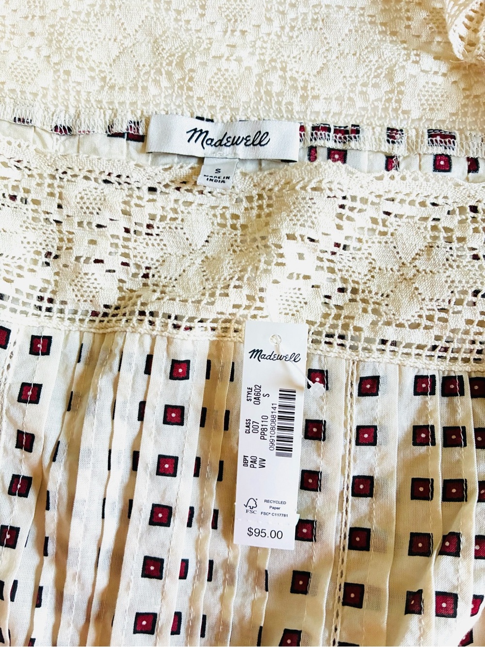 Madewell Women’s The Sophie Top.Cottagecore.Vintage Ivory. S. NWT. - Picture 15 of 16